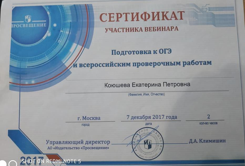 Сертификат вебинара 