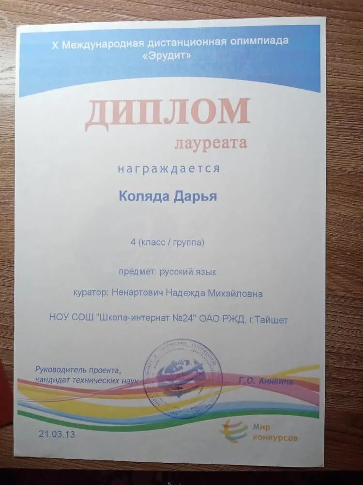 Диплом лауреата