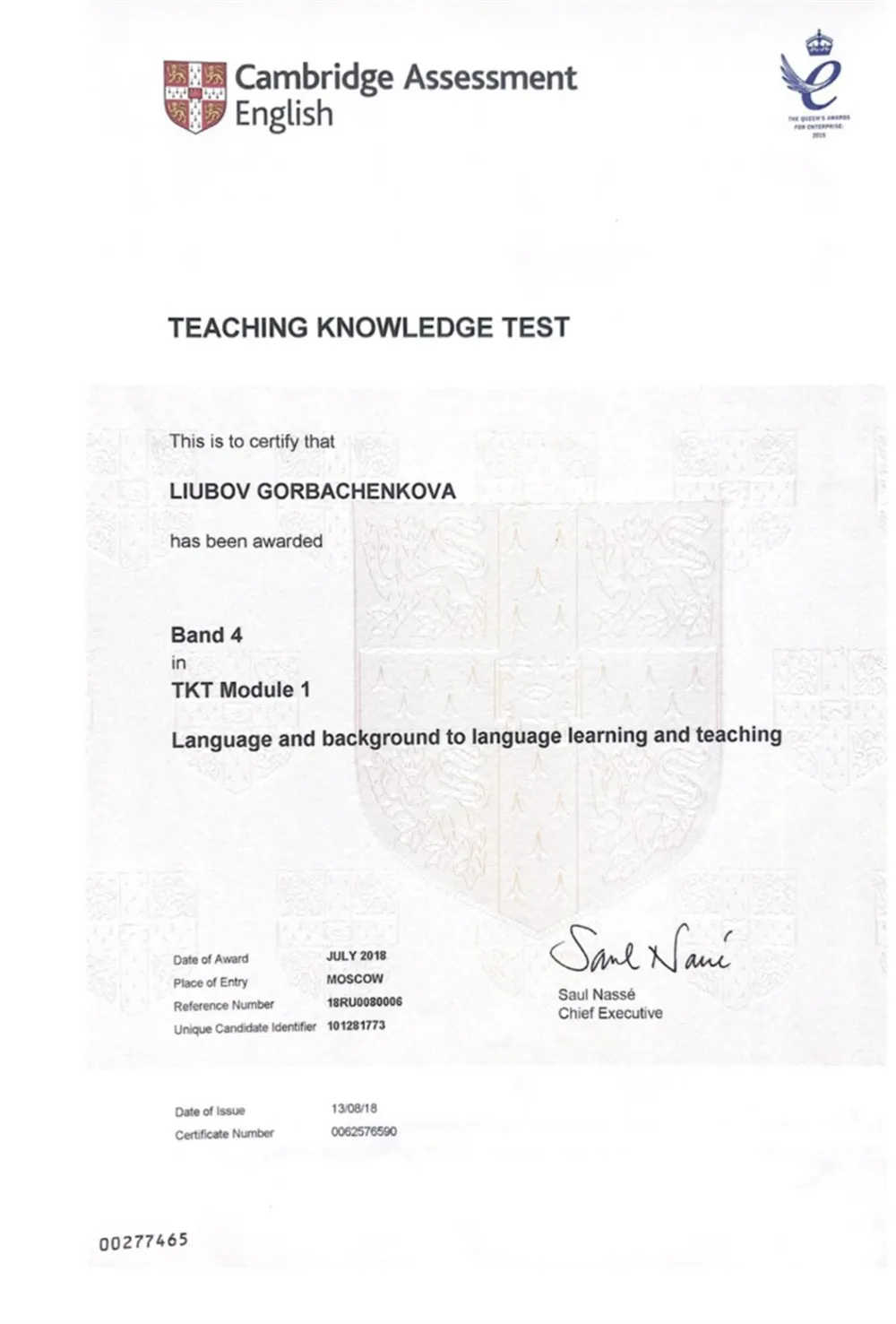 TKT, Module 1