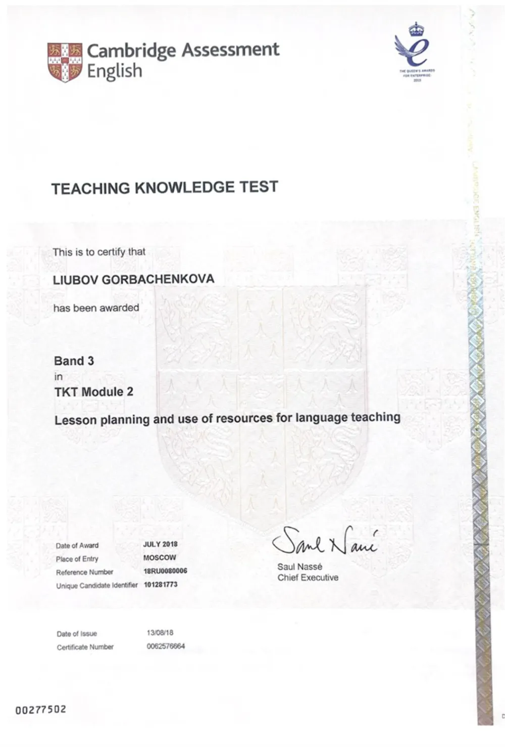TKT, Module 2