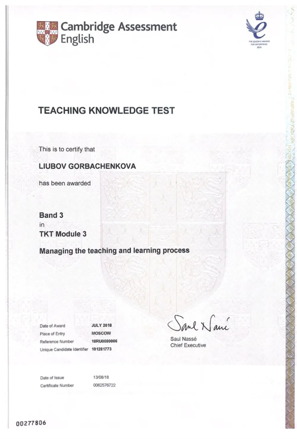 TKT, Module 3