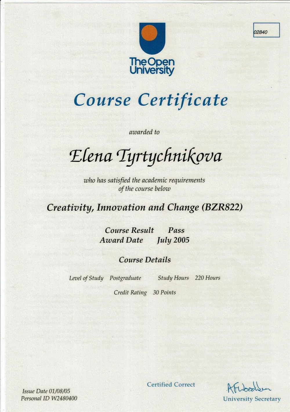 Creativity, Innovation and Change Certificate