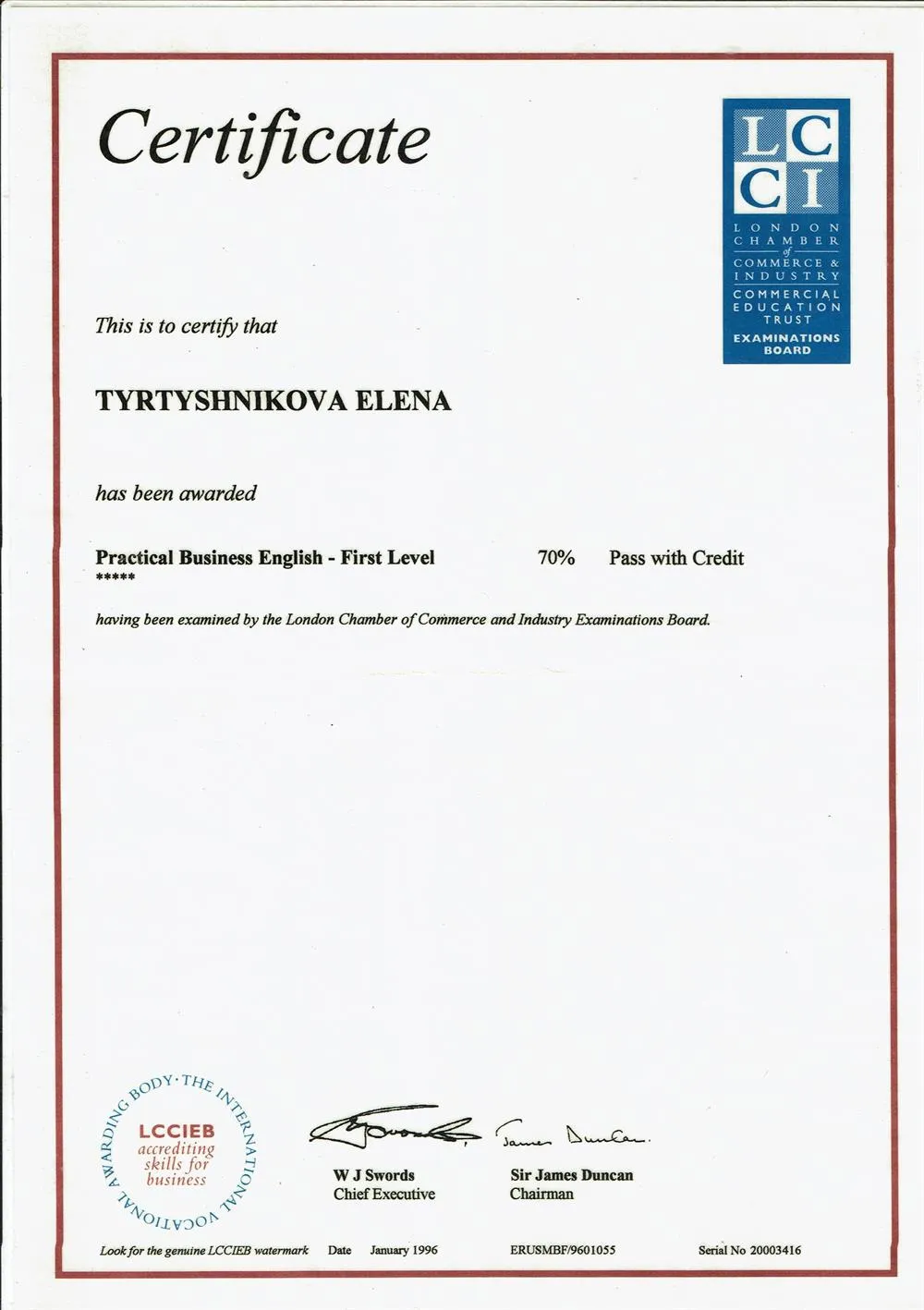 Business English of The London Chamber of Commerce and Industry