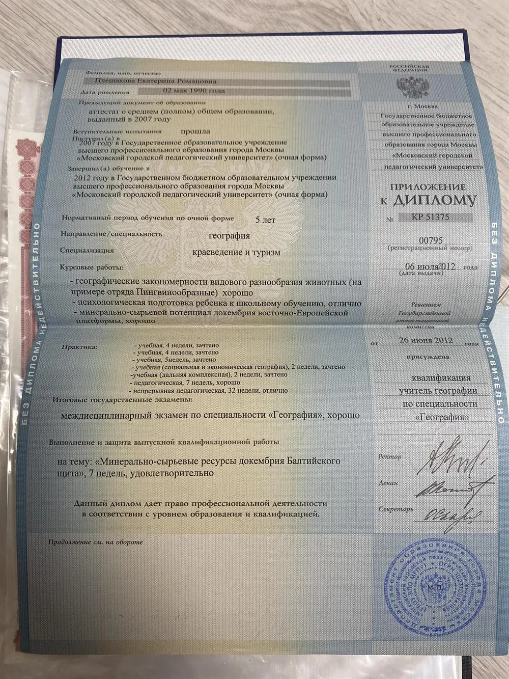 Диплом о высшем образовании 