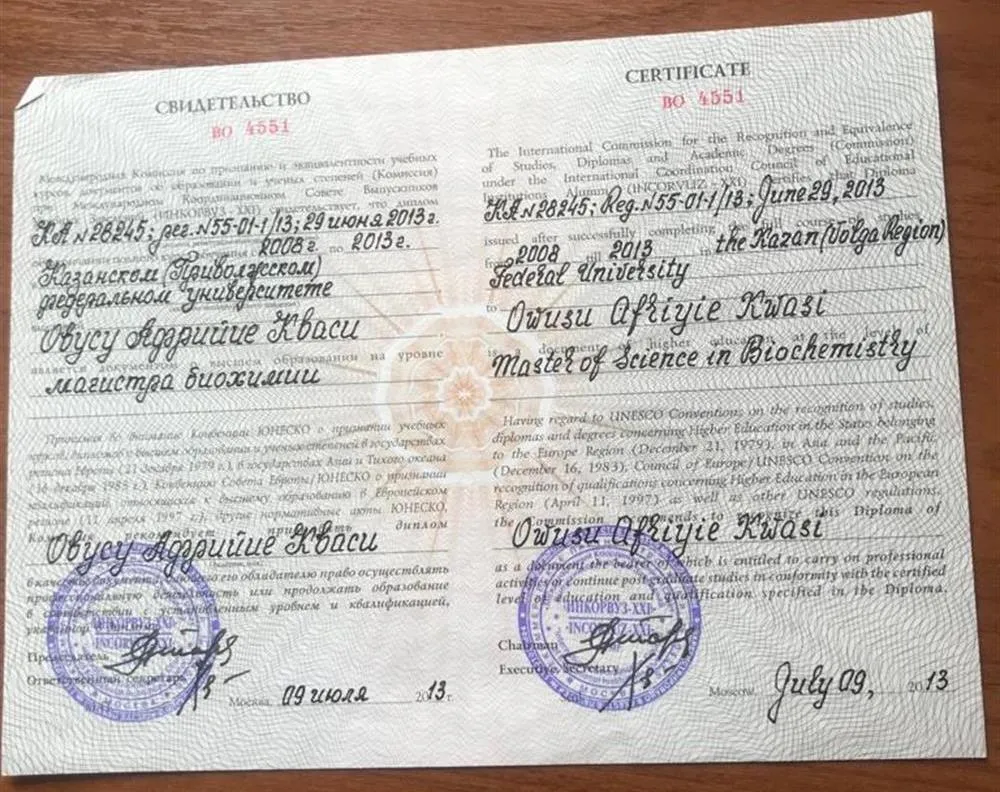 MASTERS CERTIFICATE