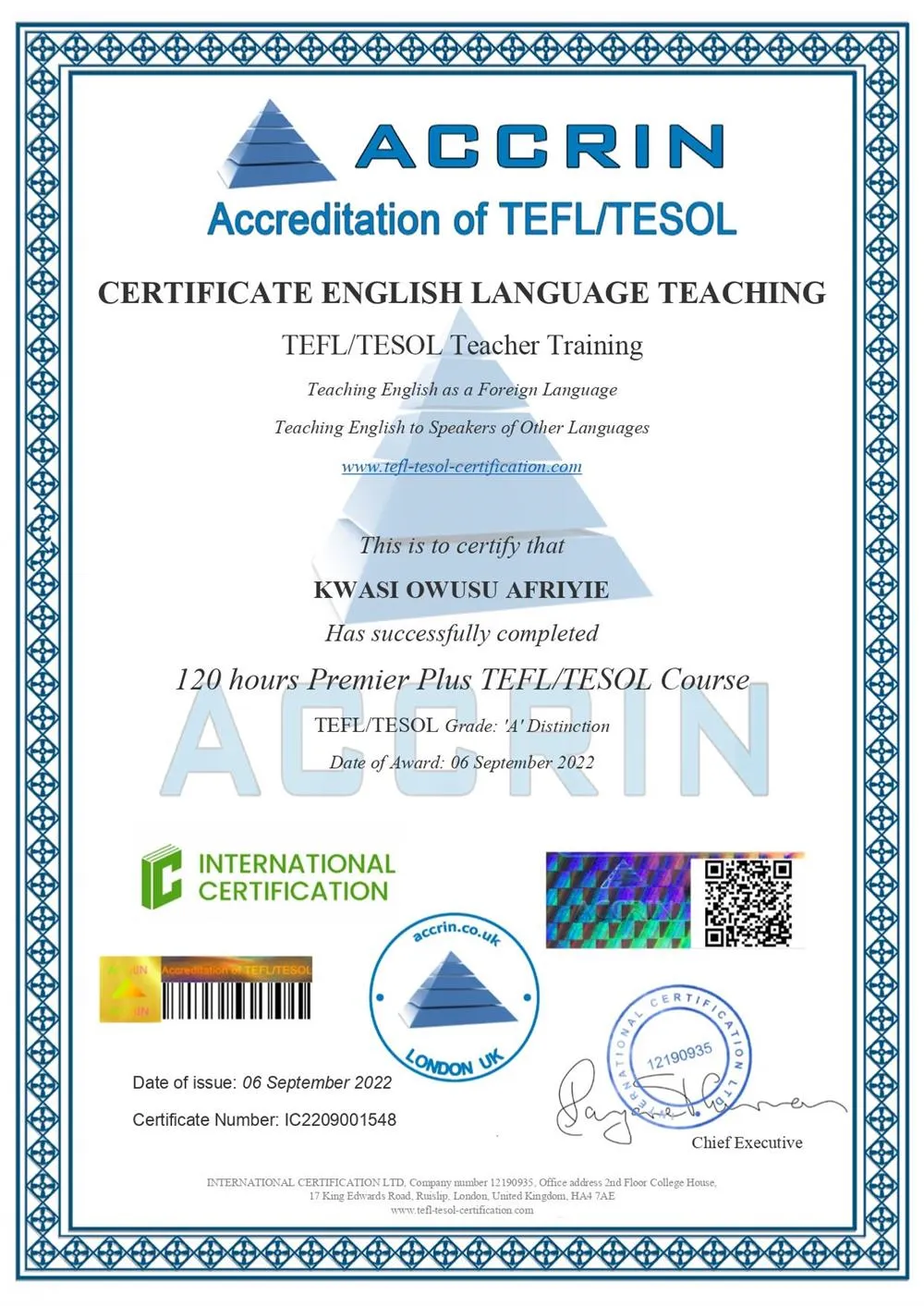 TEFL/TESOL ACCREDITATION 1/2