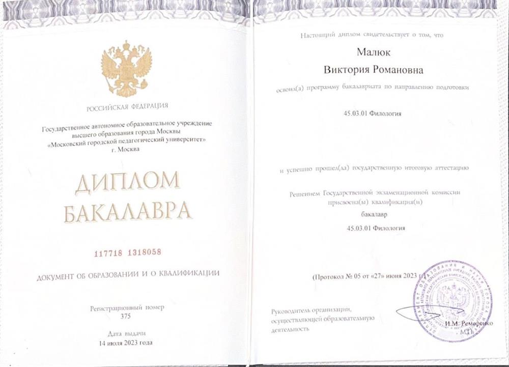Диплом бакалавра 