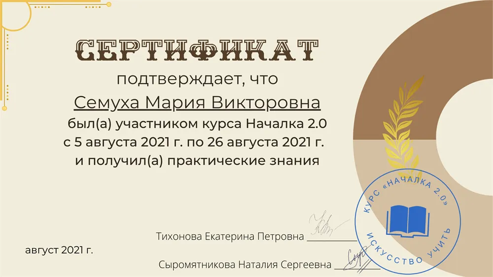 Сертификат "Началка 2.0"