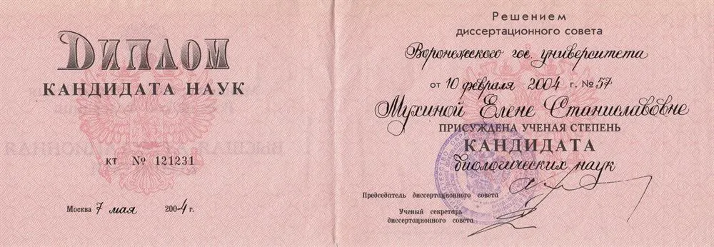 Диплом кандидата наук