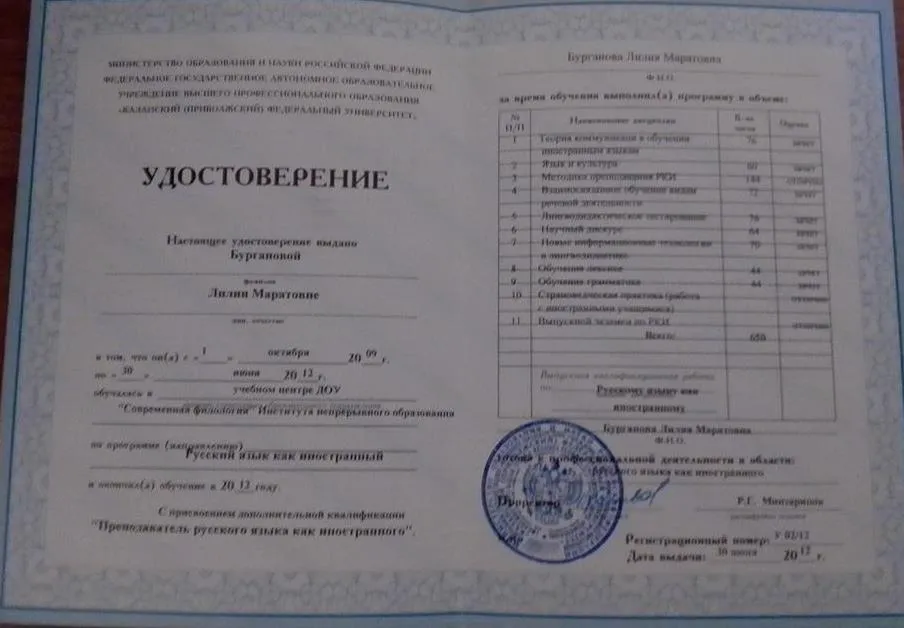 Удостоверение (РКИ)