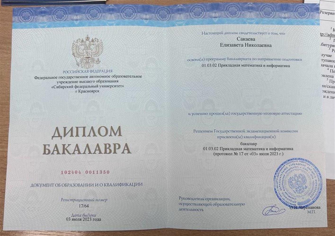 Диплом бакалавра 
