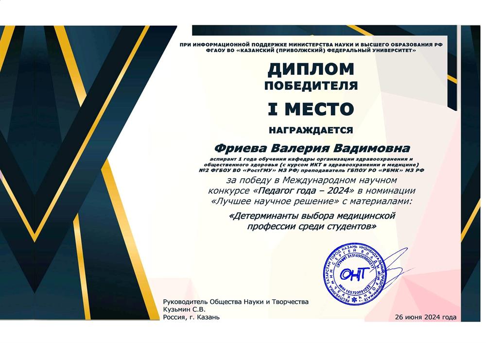 Диплом победителя конкурса