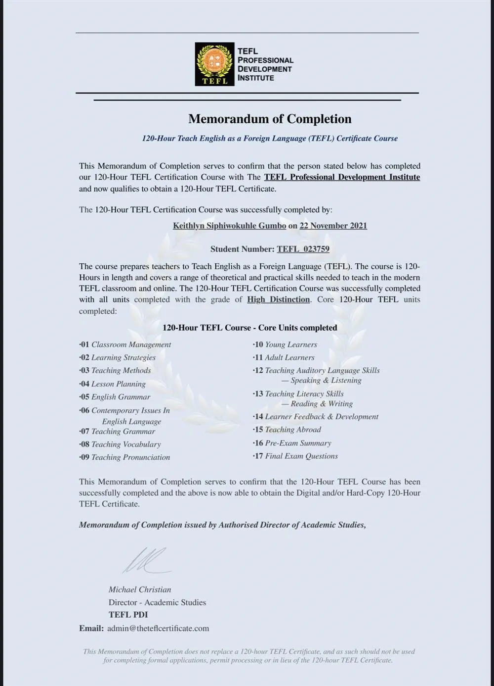 Certificate 