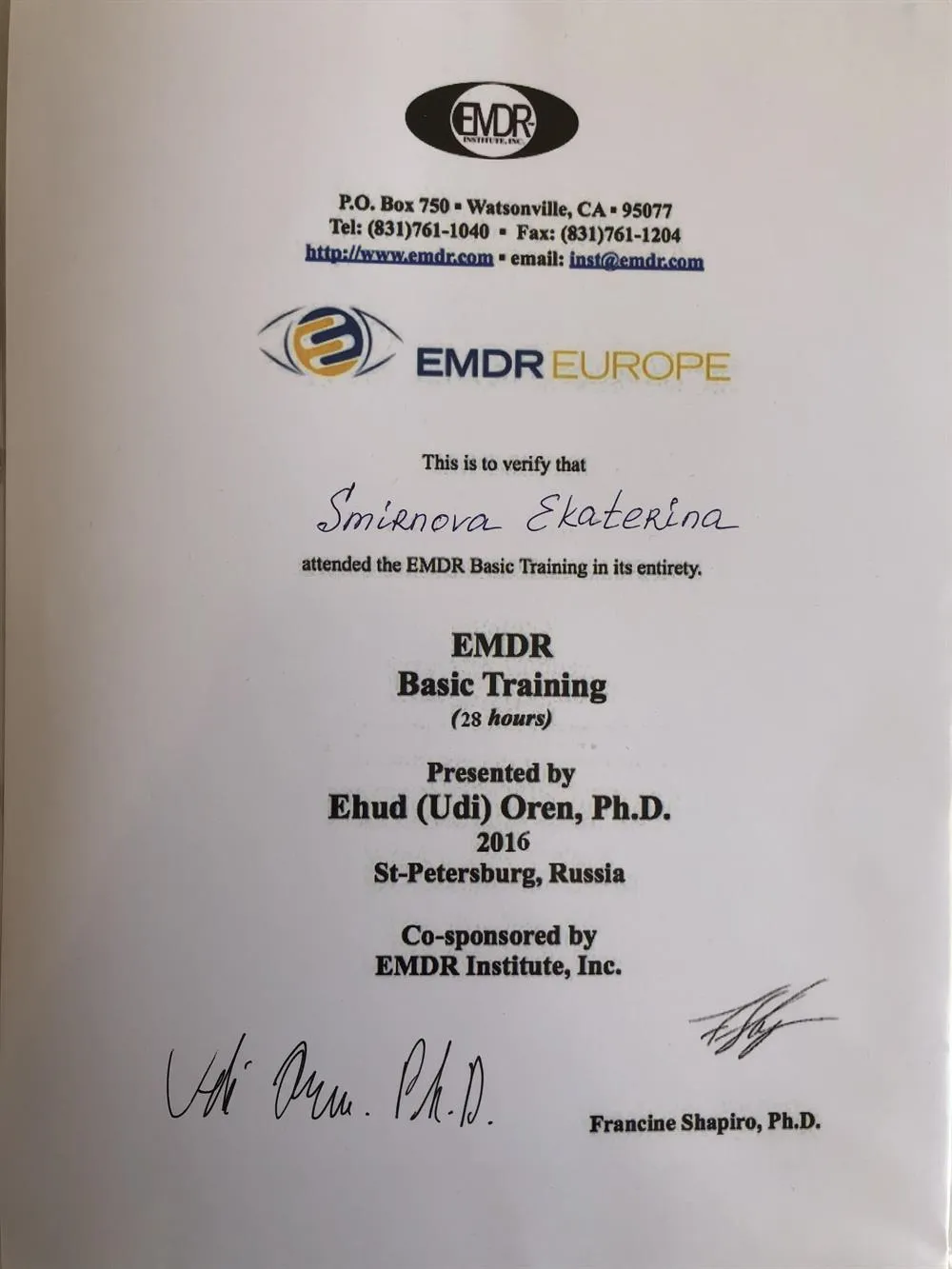EMDR INSTITUTE 