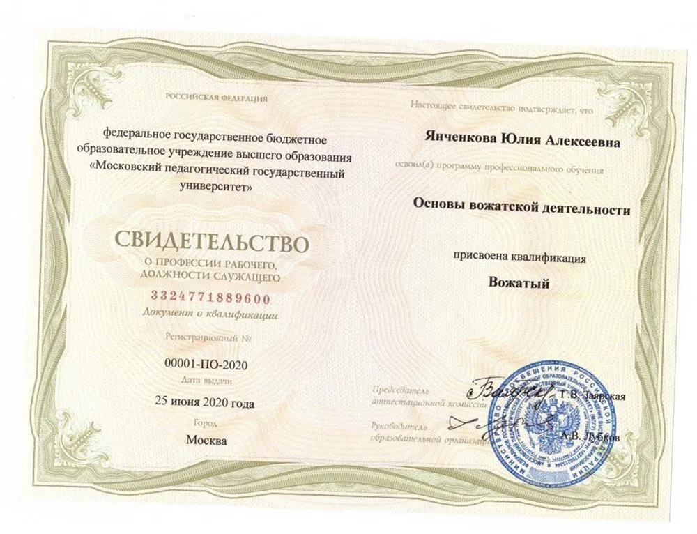Образование вожатого