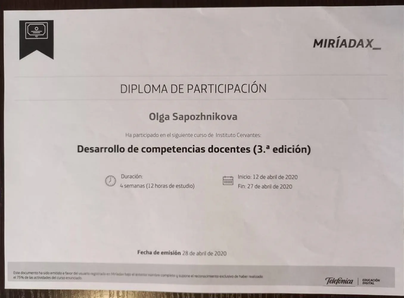 Curso de Instituto Cervantes
