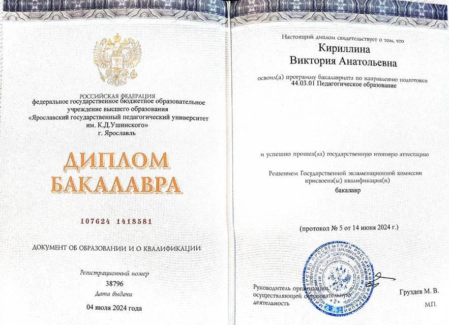 Диплом бакалавра (Филология)