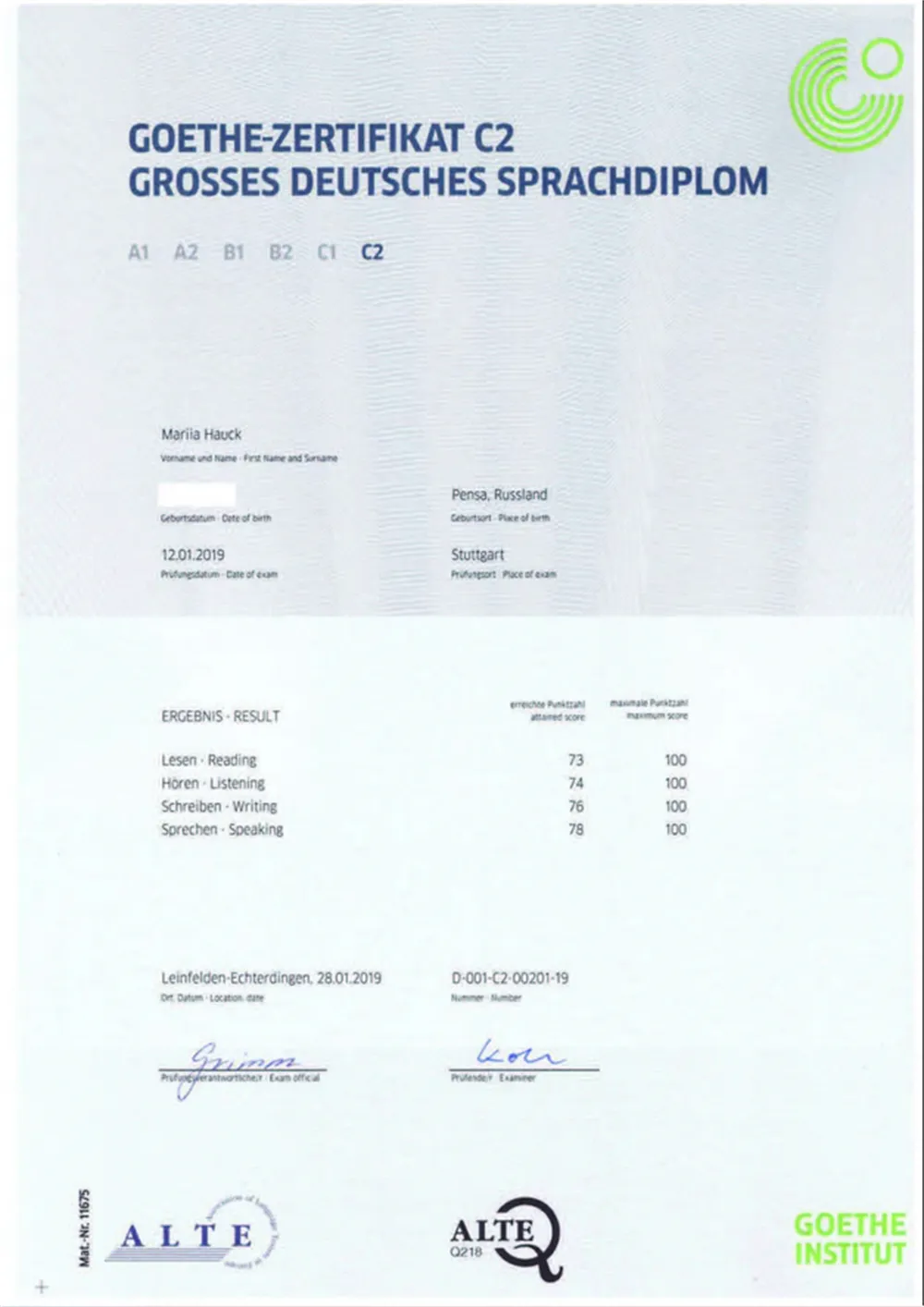 Goethe Zertifikat C2