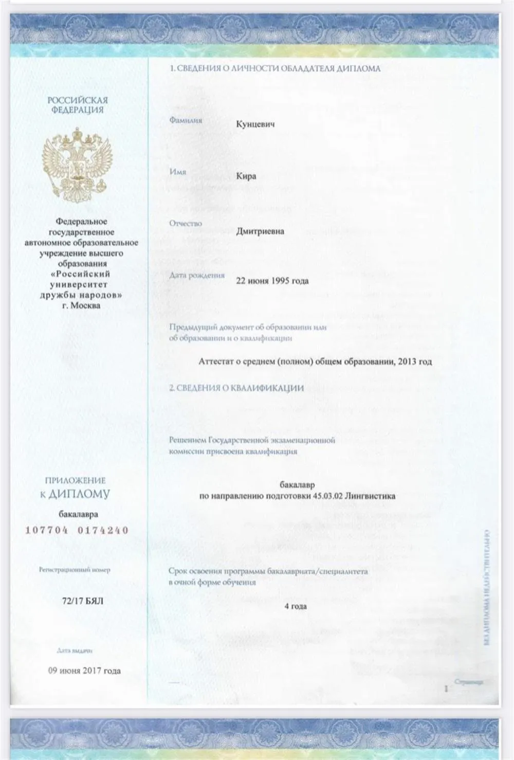 Диплом бакалавра 