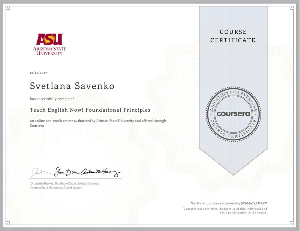 TOEFL Course Certificate