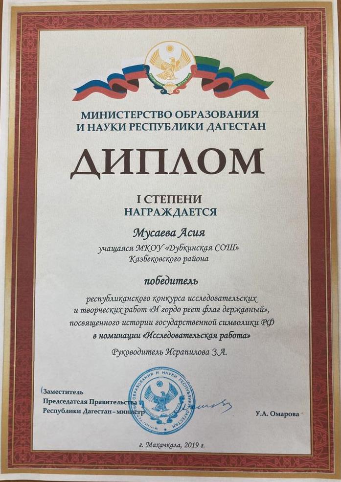 Диплом ученика 