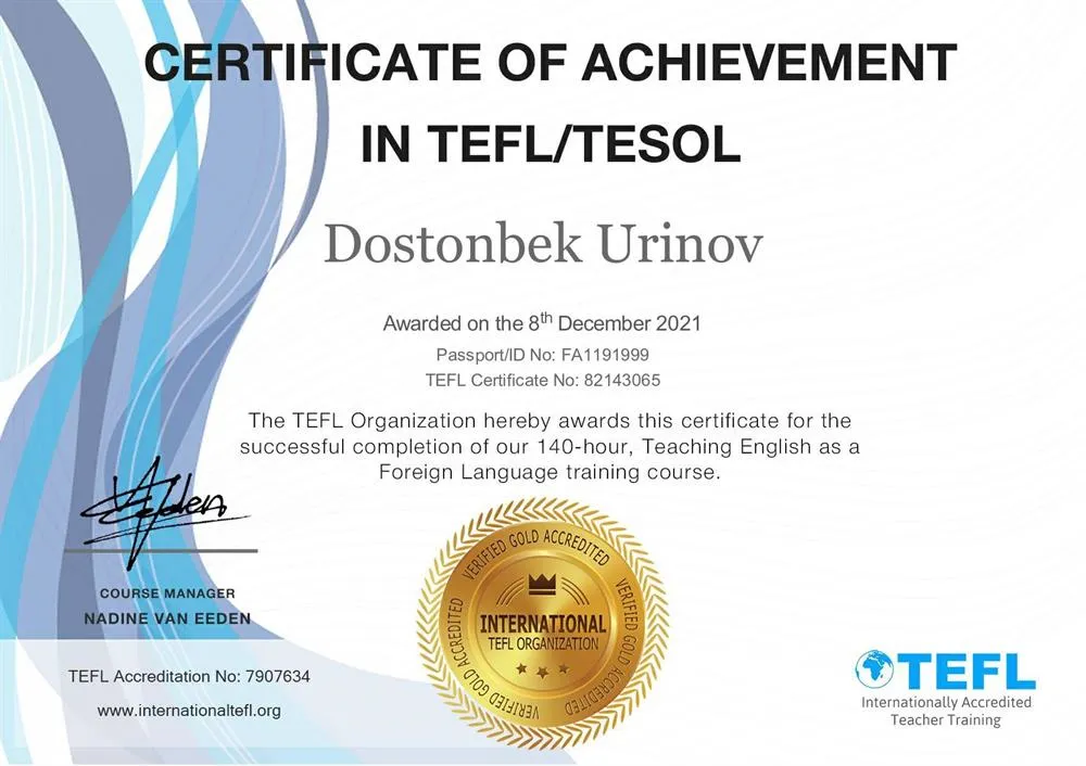 TEFL/ TESOL certificate