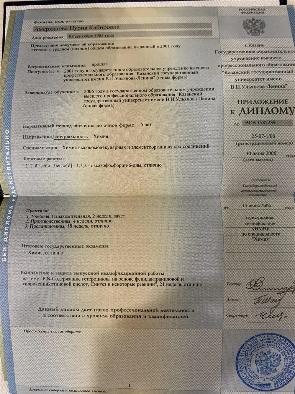 Диплом о высшем профессиональном образовании 