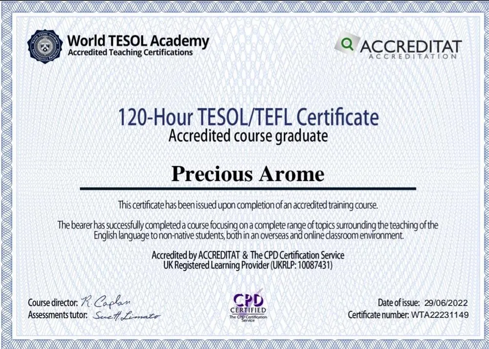 Сертификат TESOL 