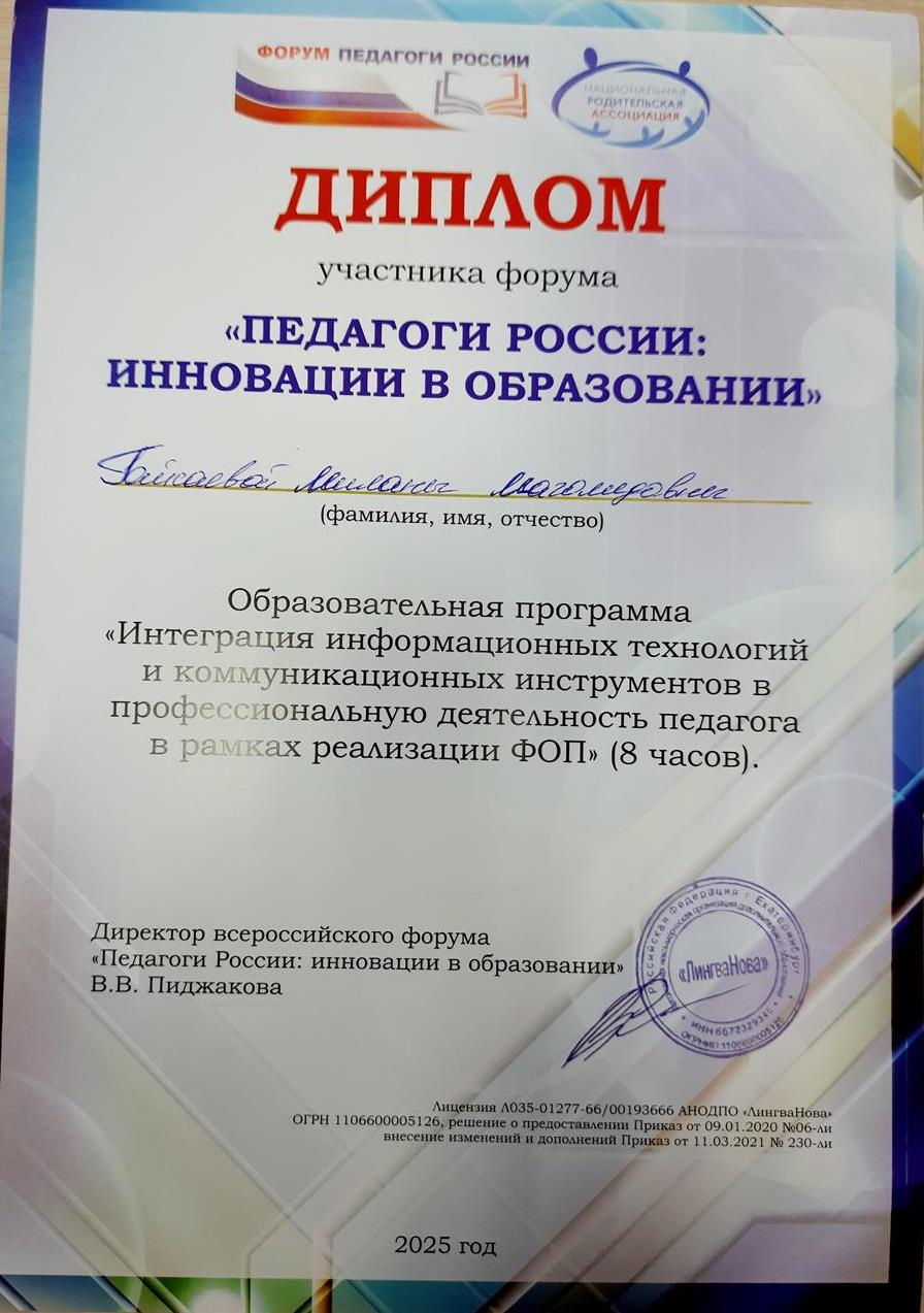 Диплом участника