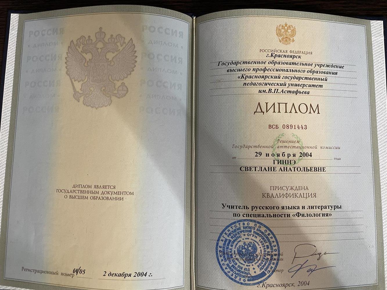 Диплом об образовании