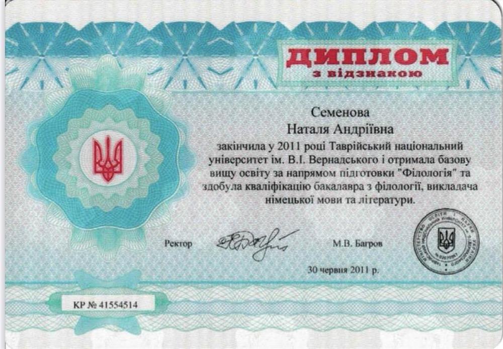 Диплом о высшем образовании 