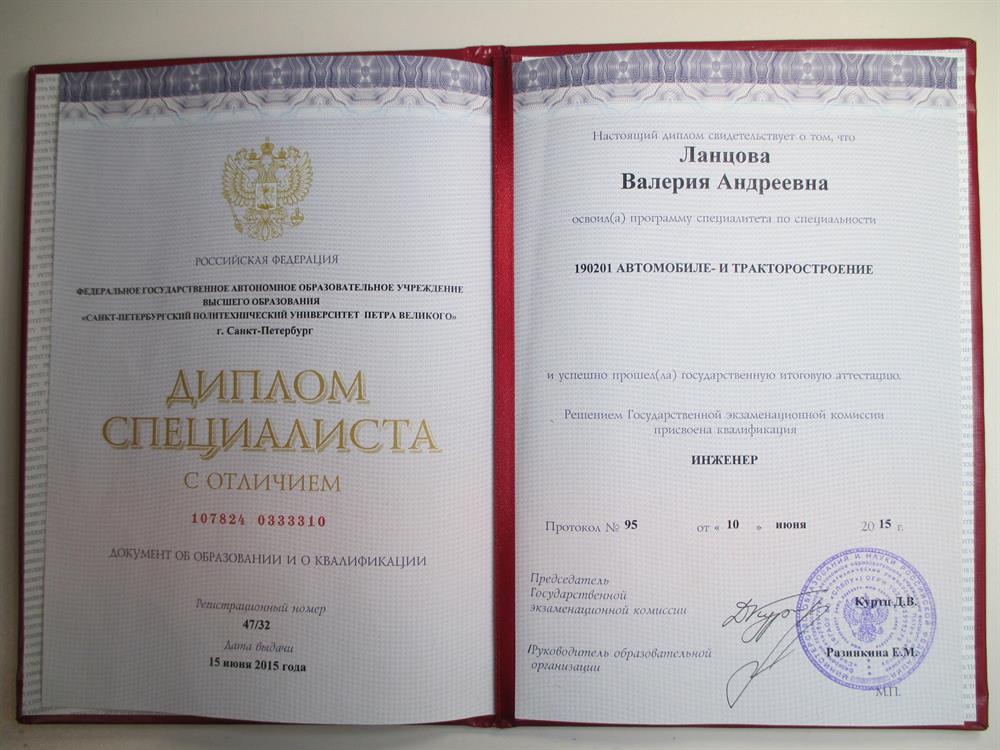 Диплом Политеха с отличием