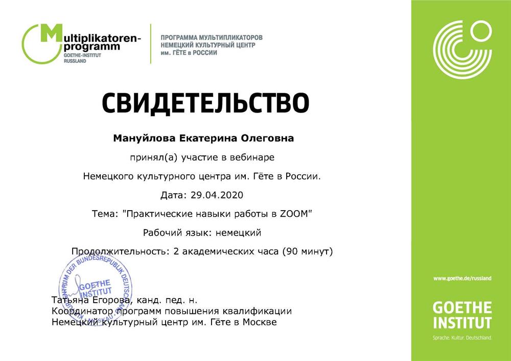 Свидетельство. Повышение квалификации_Гёте-институт