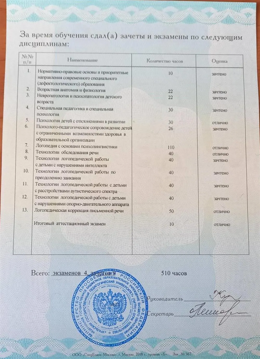Приложение к диплому