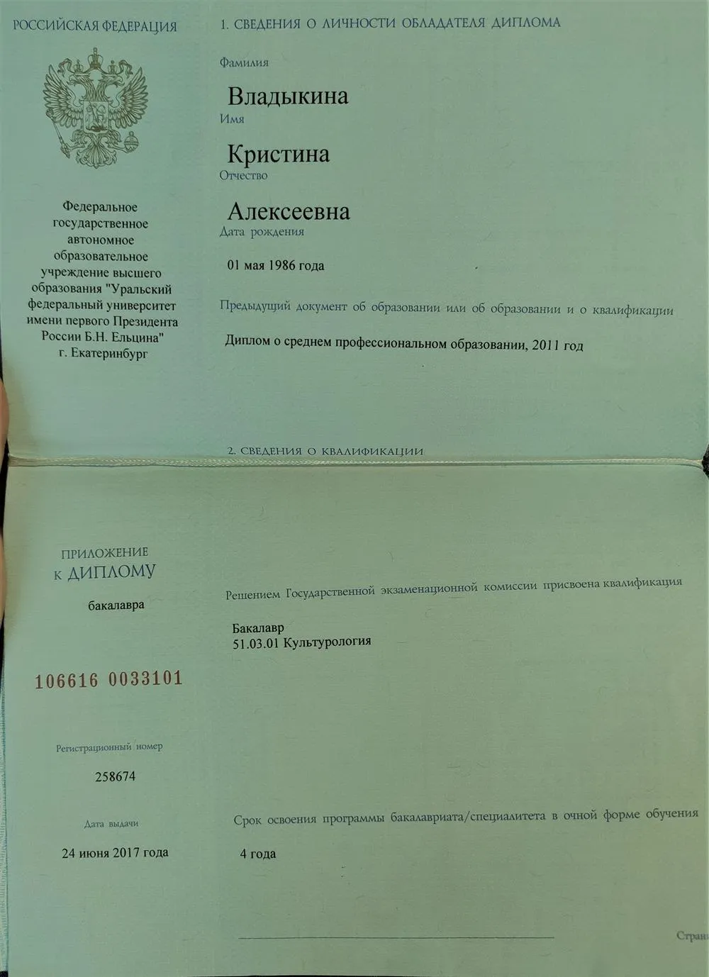 Диплом бакалавра