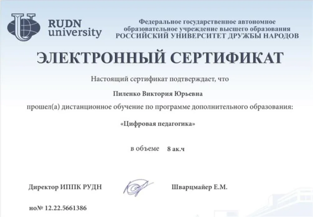 Российский университет дружбы народов, Обучение по программе «Цифровая педагогика»