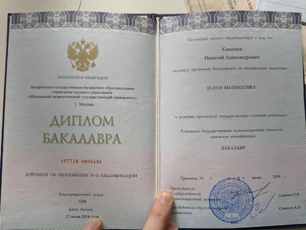 Диплом бакалавра математики