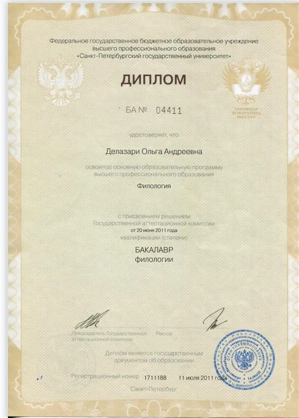 Диплом бакалавра