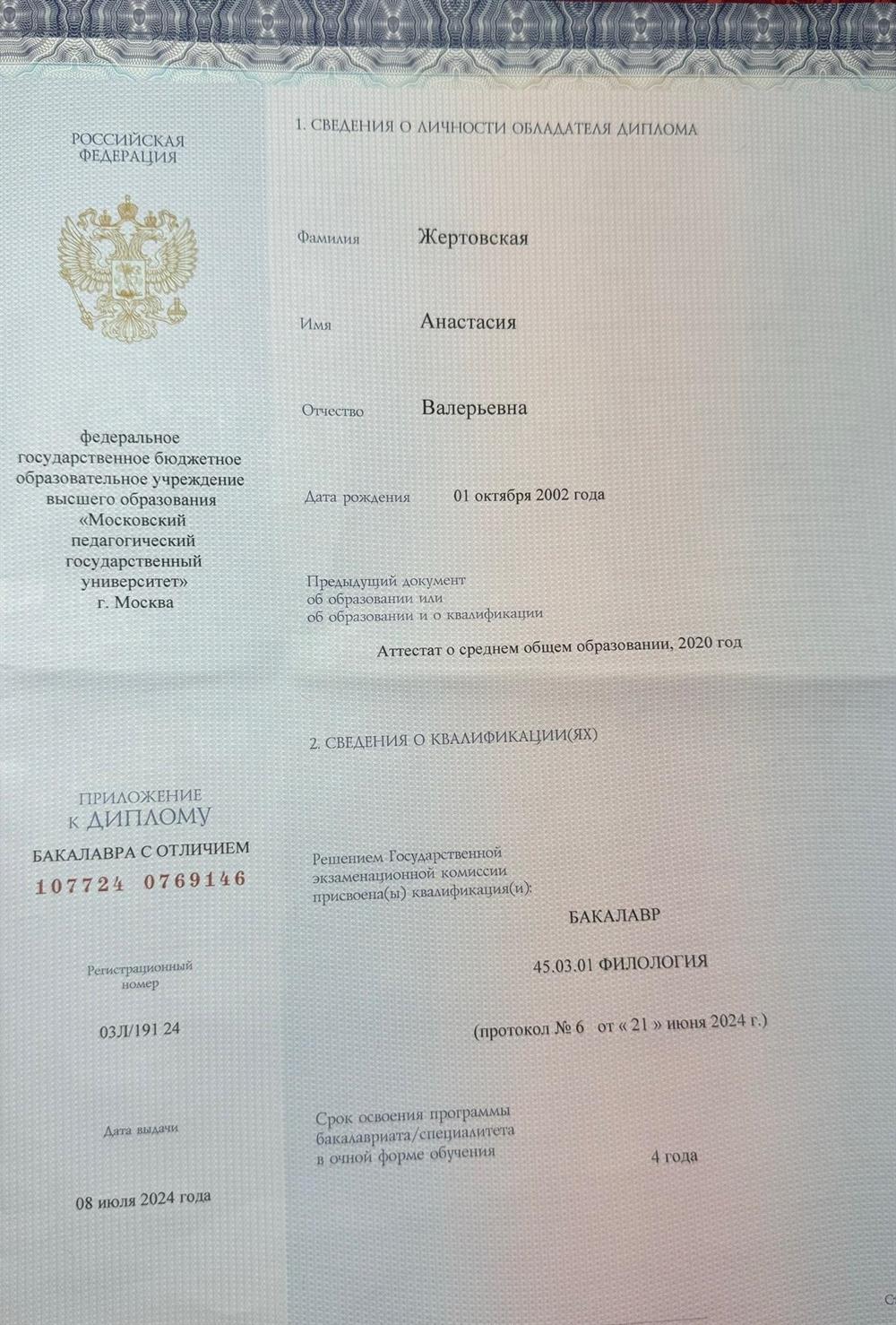 Диплом бакалавра с отличием
