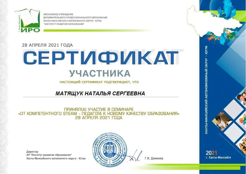 Сертификат участника региональной конференции 