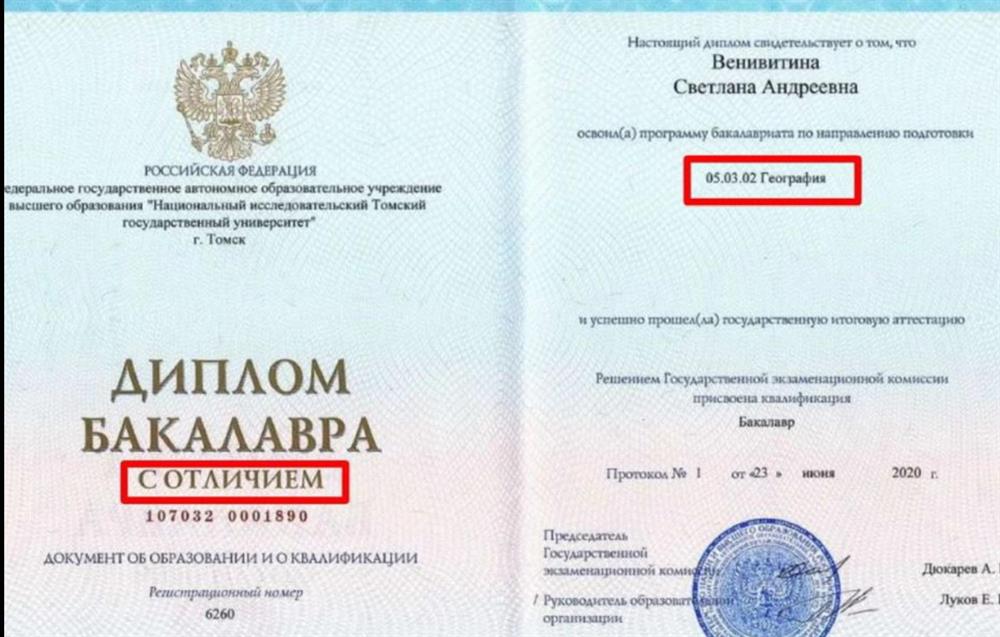 Диплом бакалавра с отличием. Томский Государственный университет, Геолого-географический факультет, направление "География" , 2020 г. 