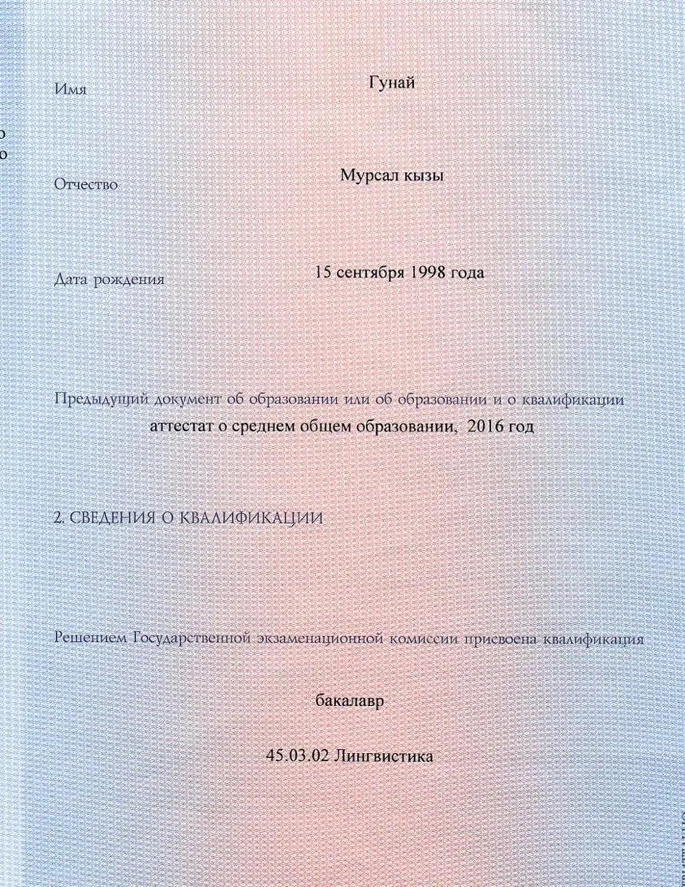 Диплом бакалавра
