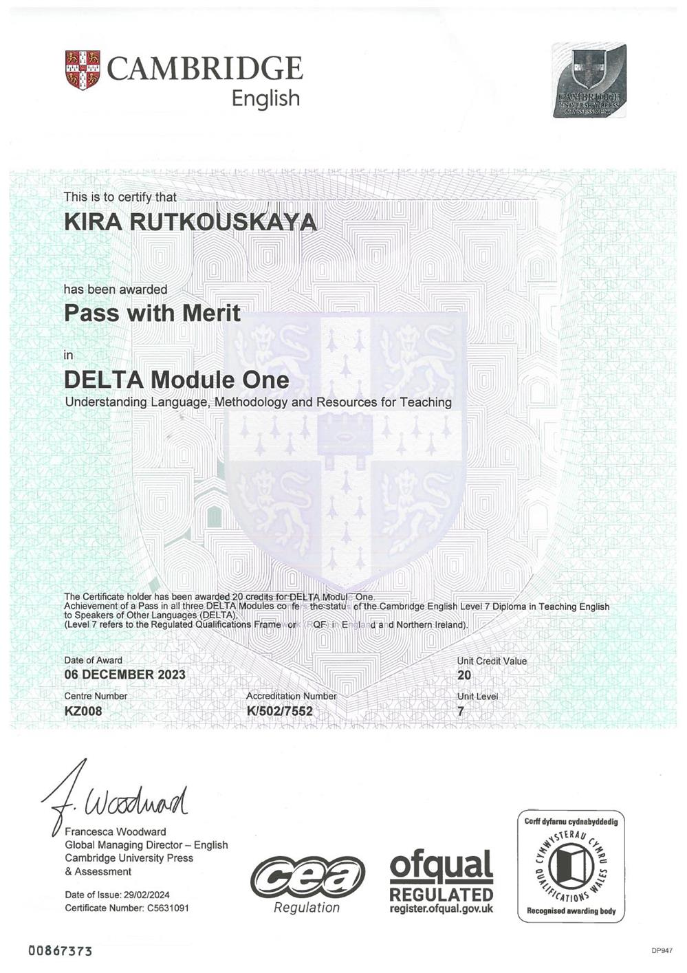 DELTA M1 (Pass with Merit)