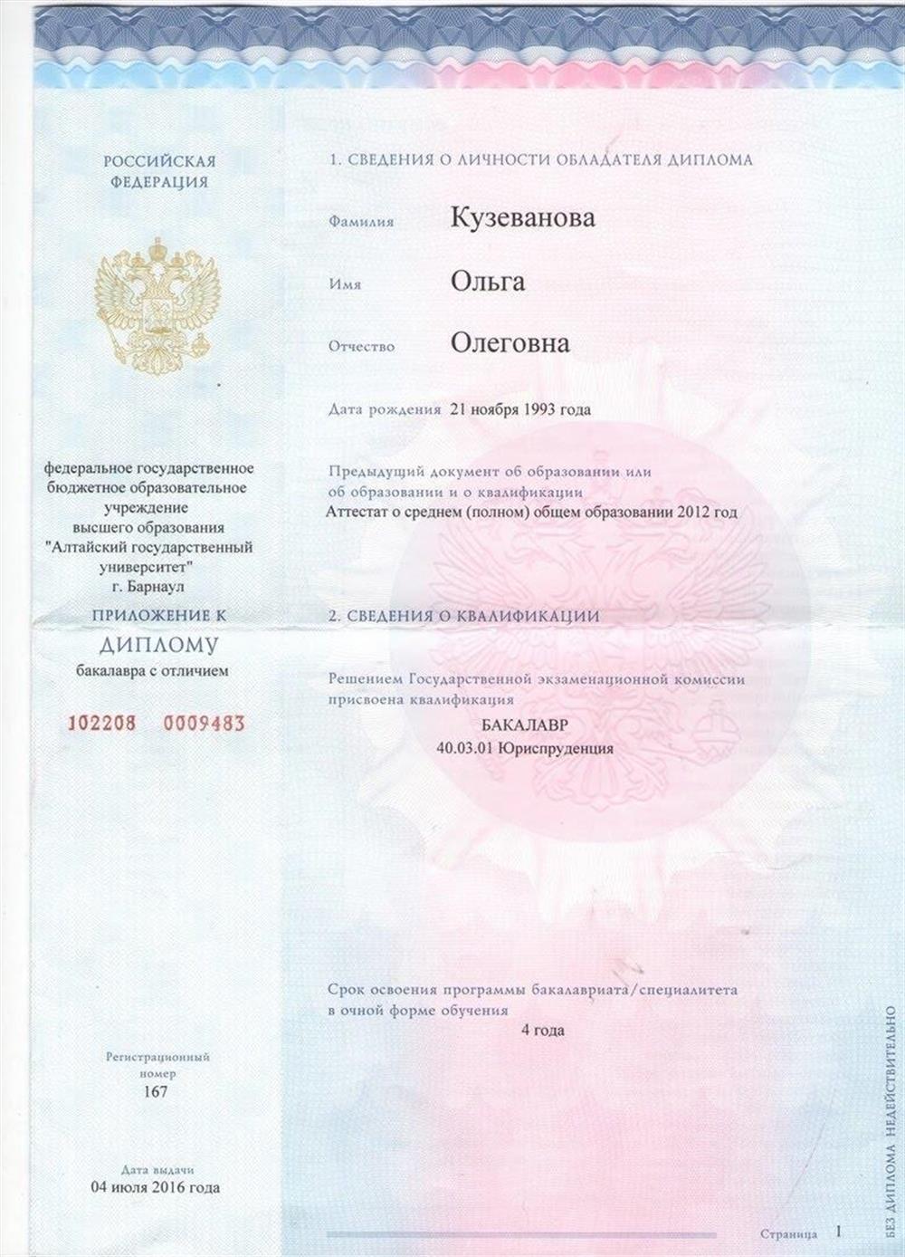 Диплом бакалавра с отличием