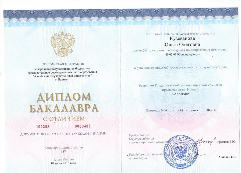 Диплом бакалавра с отличием