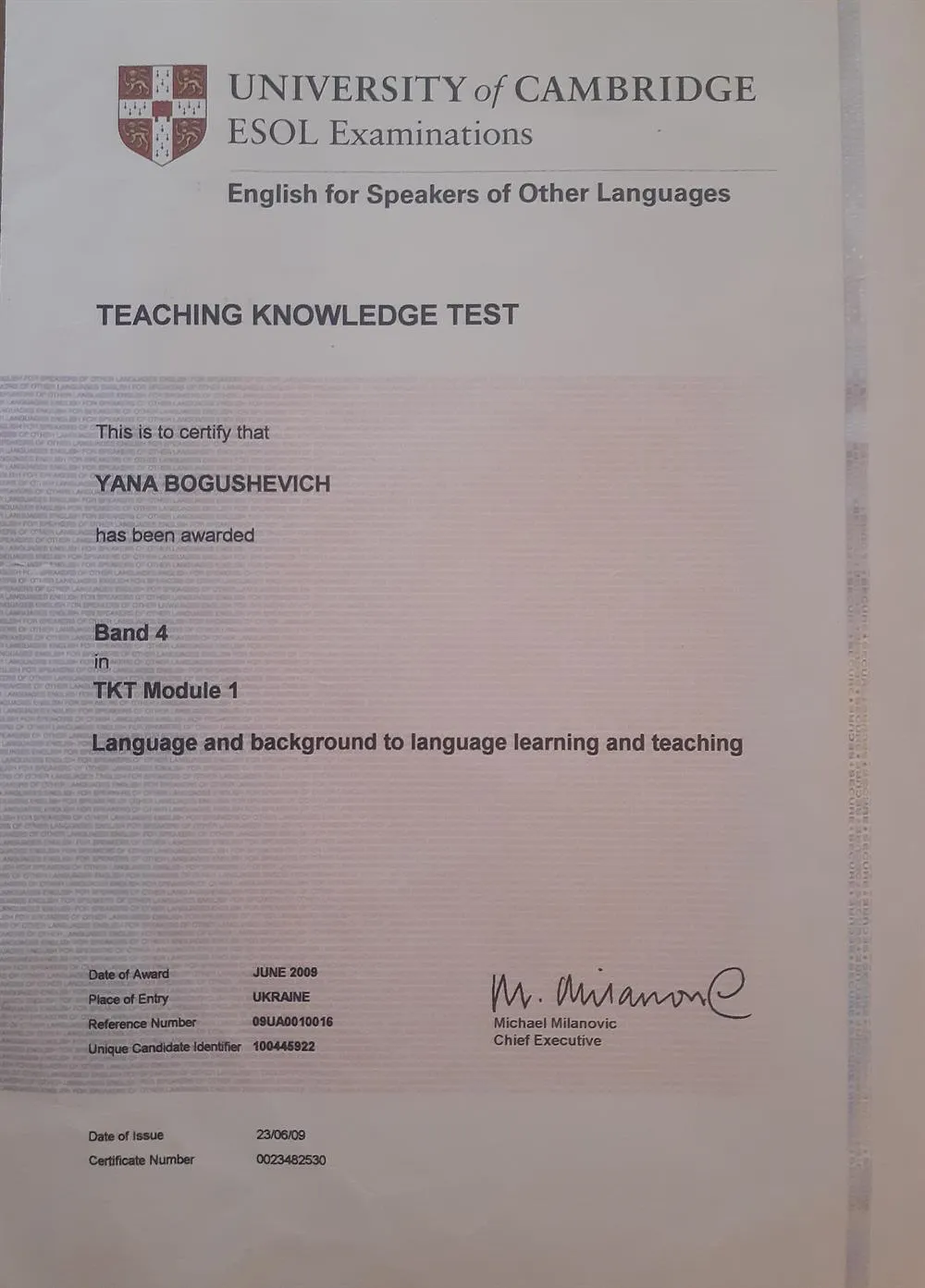 Teaching Knowledge Test /University of Cambridge ESOL  Examinations