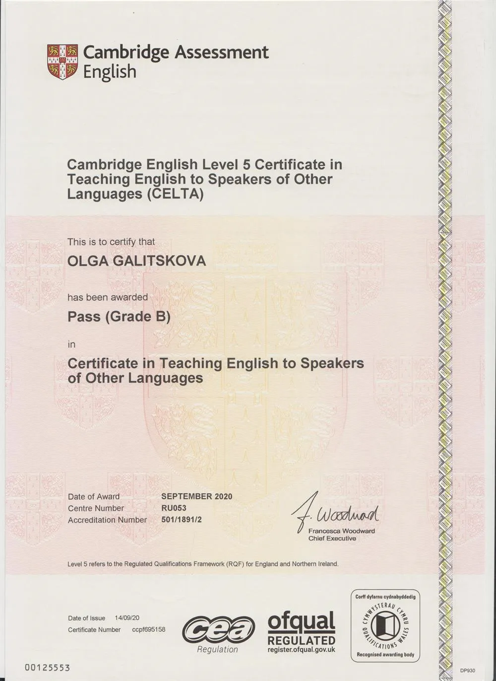 Certificate in Teaching English to Speakers of Other Languages