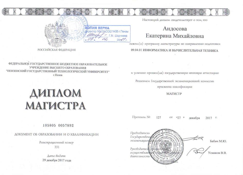 Диплом магистра