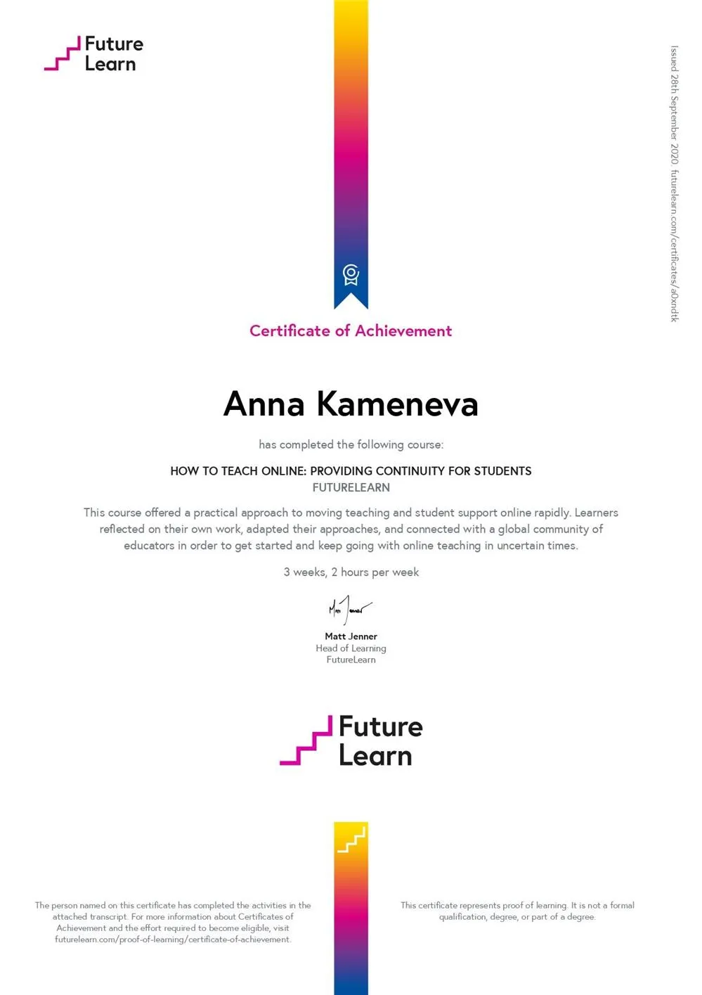 Специализированный кур по онлайн-обучению = Course on How to Teach Online: Poviding Continuity for students