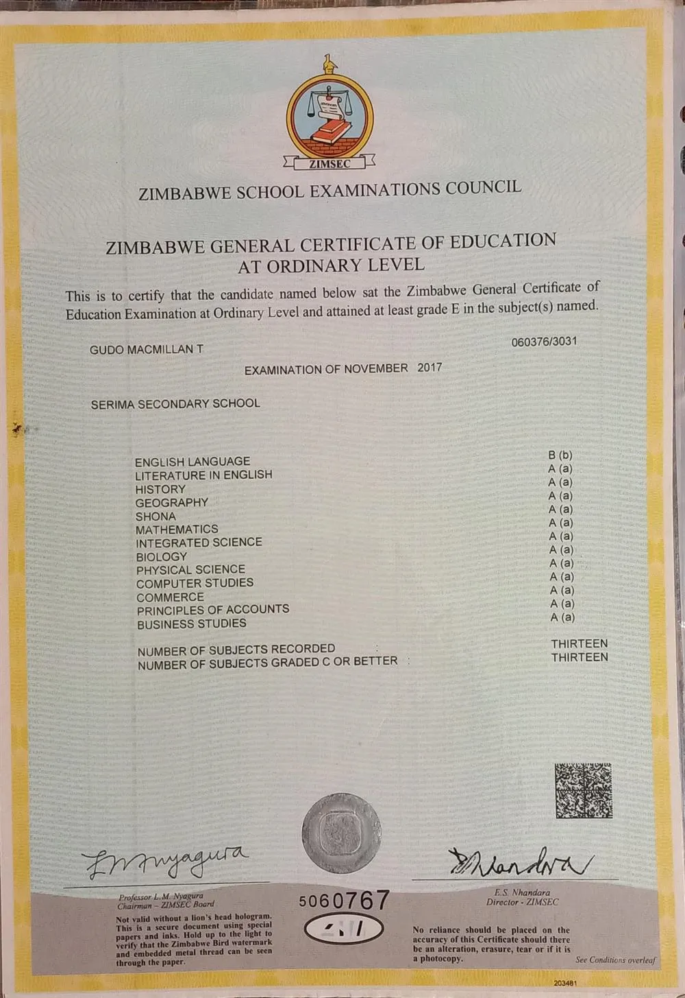 GCE O LEVEL